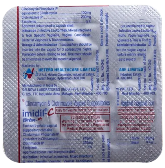 imidil c vaginal suppository 3's